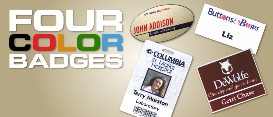 Advertise your business with our full color logo name badge, full color name tag with a magnetic back.